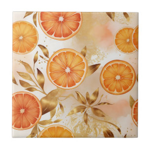 Carreau Motif de tranche d'orange dorée