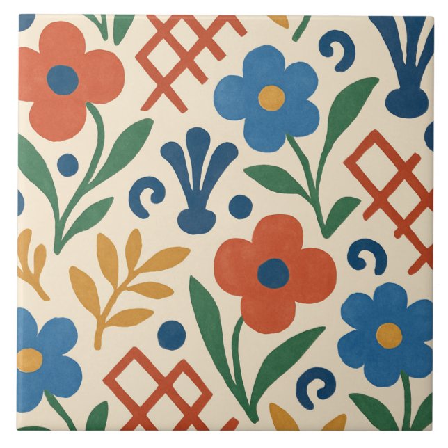 Carreau Motif de Trellis Floral (Devant)