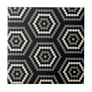 Carreau Motif de tuile noire Hexagon Penny Hex
