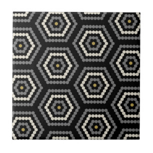 Carreau Motif de tuile noire Hexagon Penny Hex
