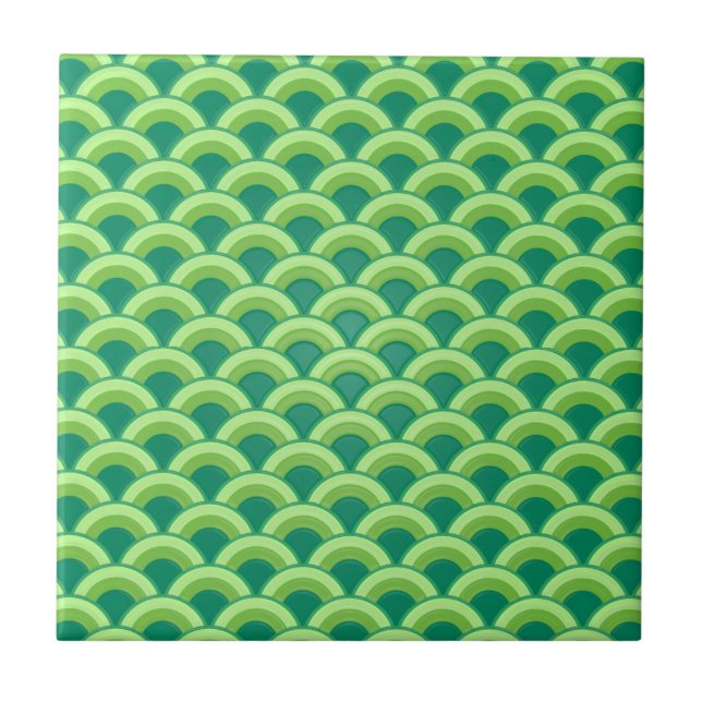 Carreau Motif de vague d'art déco - vert de jade (Devant)