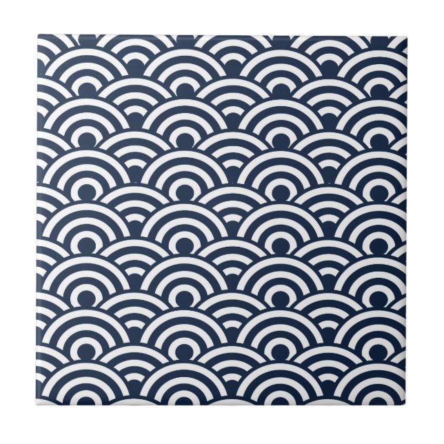 Carreau Motif de vague japonais de bleu marine (Devant)