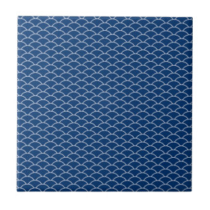 Carreau Motif de vague japonais simplement bleu