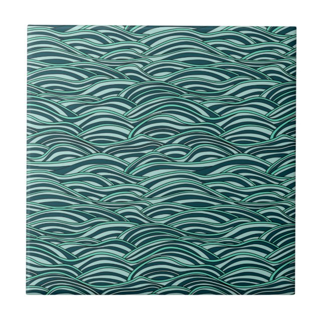 Carreau Motif de vagues vert et bleu. Texture de mer (Devant)