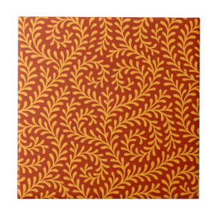 Carreau Motif de vigne feuillue jaune doré
