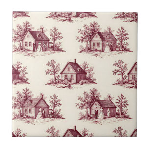 Carreau Motif de village toile de Bourgogne vintage
