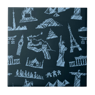 Carreau Motif De Voyage En Motif Blues