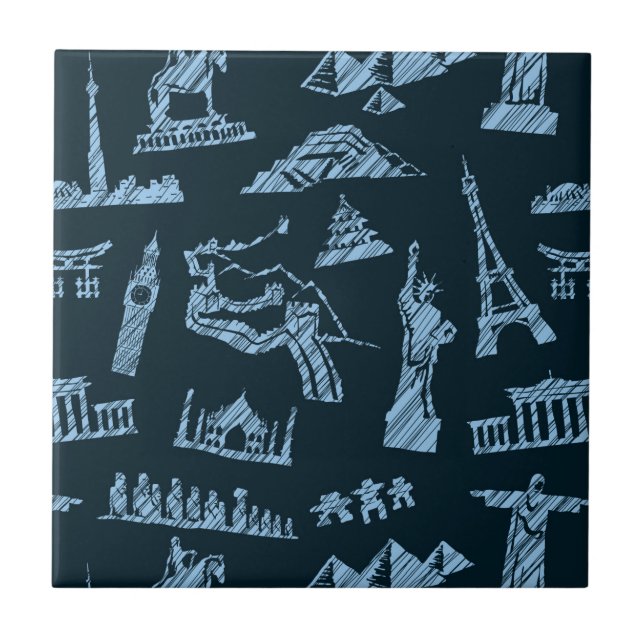 Carreau Motif De Voyage En Motif Blues (Devant)