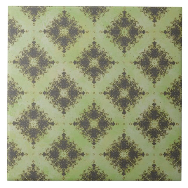 Carreau Motif d'éclatement de diamant vert et bronze (Devant)