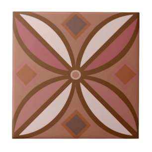 Carreau Motif décoratif en roses rouillées et terracottas