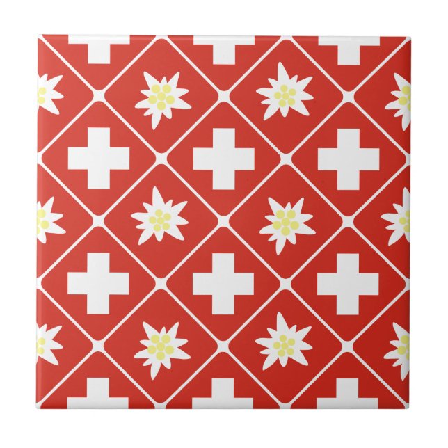 Carreau Motif d'edelweiss de la Suisse (Devant)
