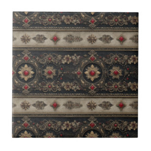Carreau Motif d'élégance baroque gothique rubis