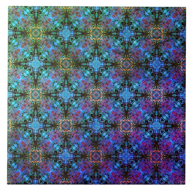 Carreau Motif des étoiles marocaines noires, violettes et  (Devant)