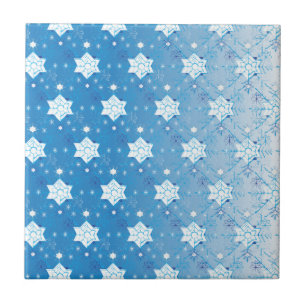 Carreau Motif des flocons de neige bleu et blanc d'hiver