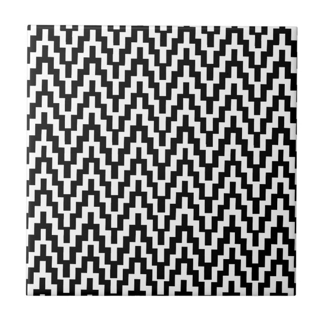 Carreau Motif des rayures de Zag de Chevron Zig noir blanc (Devant)
