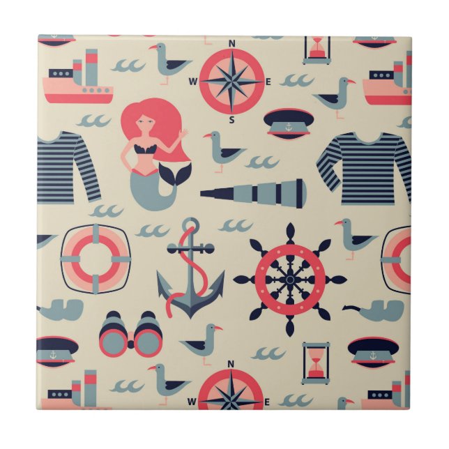 Carreau Motif d'espèce marine (Devant)