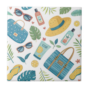 Carreau Motif d'essentiels de plage d'été (2)