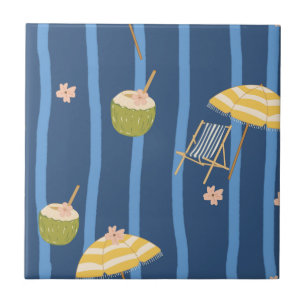 Carreau Motif d'essentiels de plage d'été (2)