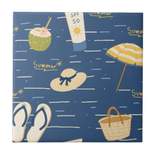 Carreau Motif d'essentiels de plage d'été (3)