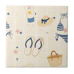 Carreau Motif d'essentiels de plage d'été (8)