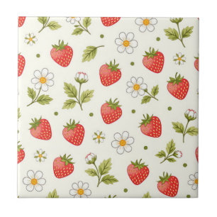 Carreau Motif d'été à Fleur de Fraisier