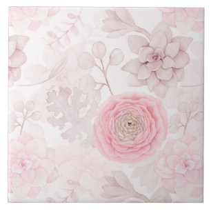 Carreau Motif d'été illustrant la réussite des fleurs rose