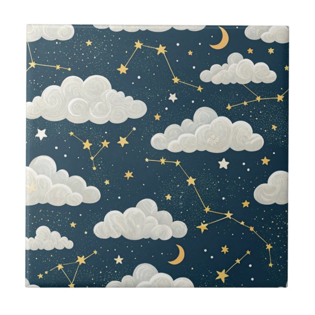 Carreau Motif d'étoile de constellation céleste (8) (Devant)