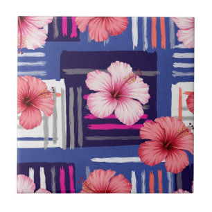 Carreau Motif d'Hibiscus Tropical Côtier (12)