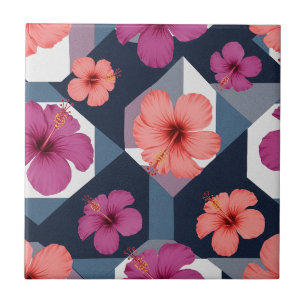 Carreau Motif d'Hibiscus Tropical Côtier (8)