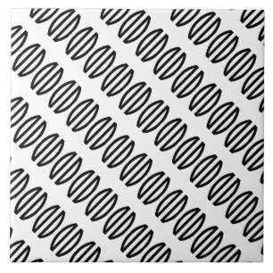Carreau Motif Diagonal Art Déco en noir et blanc