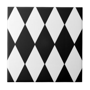 Carreau Motif diamant noir et blanc À damiers rétro