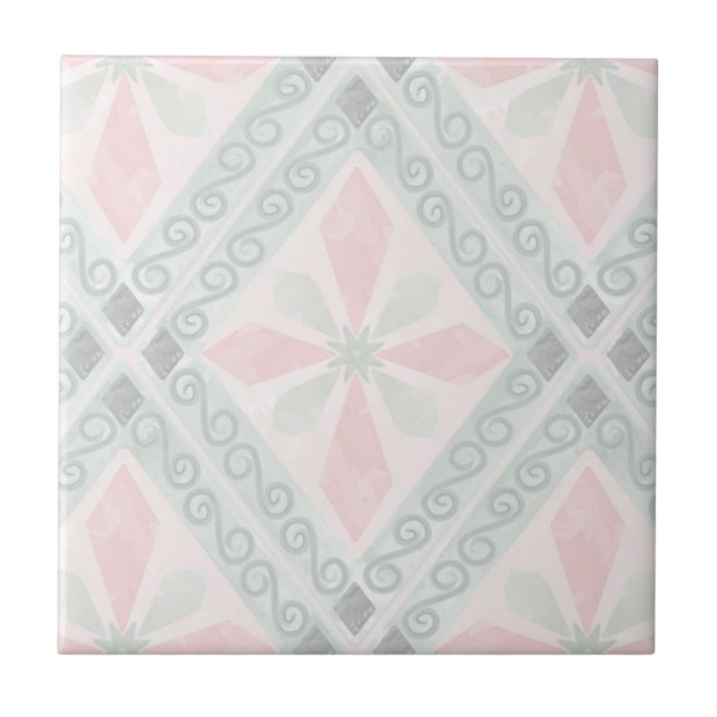 Carreau Motif diamant pastel vert et rose (Devant)