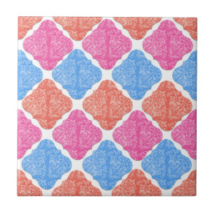 Carreau Motif Diamants Patchwork Orné