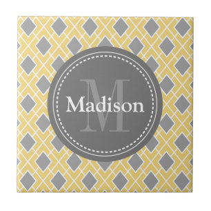 Carreau Motif Diamond Gris Jaune Moderne