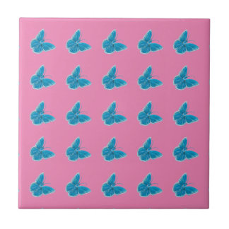 Carreau Motif d'illustration de papillons bleus
