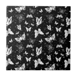 Carreau Motif d'illustration noir blanc papillon