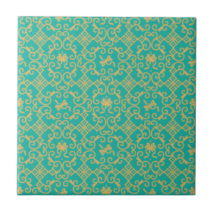 Carreau Motif doré avec Arrière - plan turquoise