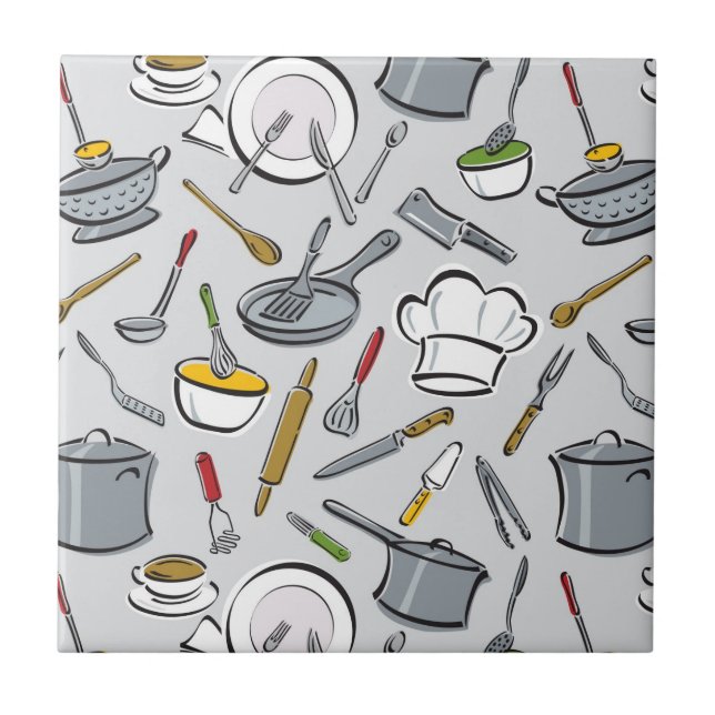 Carreau Motif d'outils de cuisine (Devant)