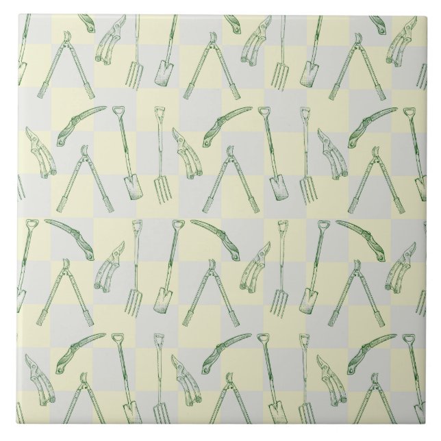 Carreau Motif d'outils de jardinage (Devant)