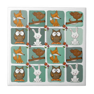 Carreau Motif du bloc des animaux des bois