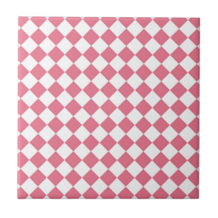 Carreau Motif du vérificateur de diamants rose blanc