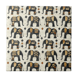 Carreau Motif éléphant bohème tribal (2)