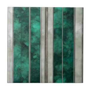 Carreau Motif Emerald Silver Line