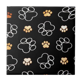 Carreau Motif Empreinte de patte noir blanc