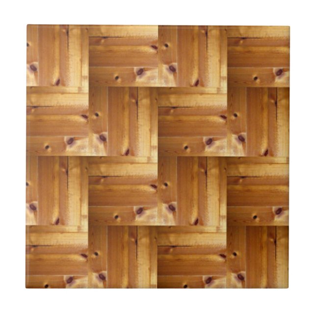 Carreau Motif en arête de poisson en bois de pin (Devant)