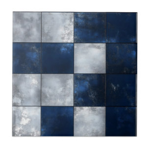 Carreau Motif en argent et bleu
