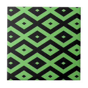 Carreau Motif en diamant vert citron et noir