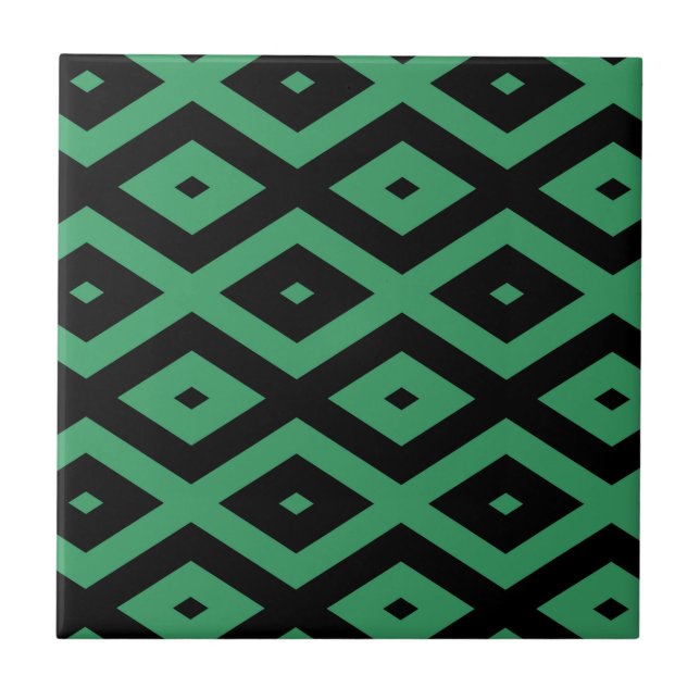 Carreau Motif en diamant vert et noir (Devant)
