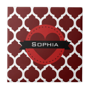 Carreau Motif en lattice noir rouge marocain