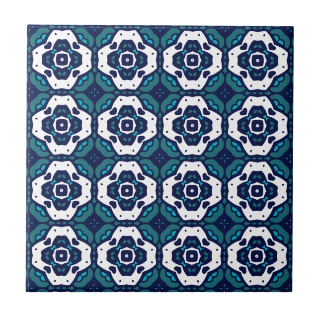 Carreau Motif en mosaïque bleu et blanc cool (Devant)